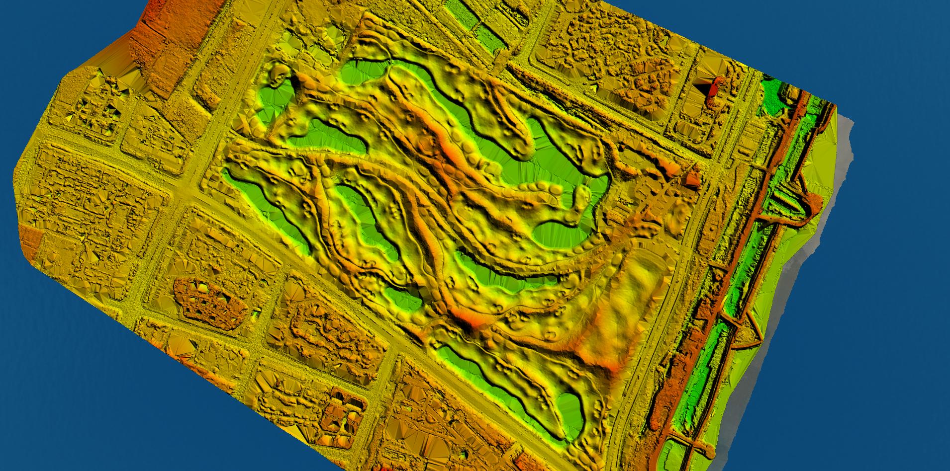 Golf course DEM elevation visualization