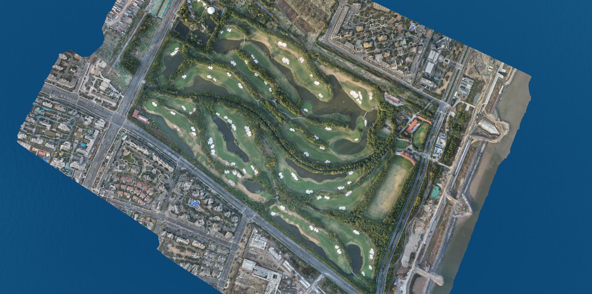 Golf course orthophoto produced from UAV imagery